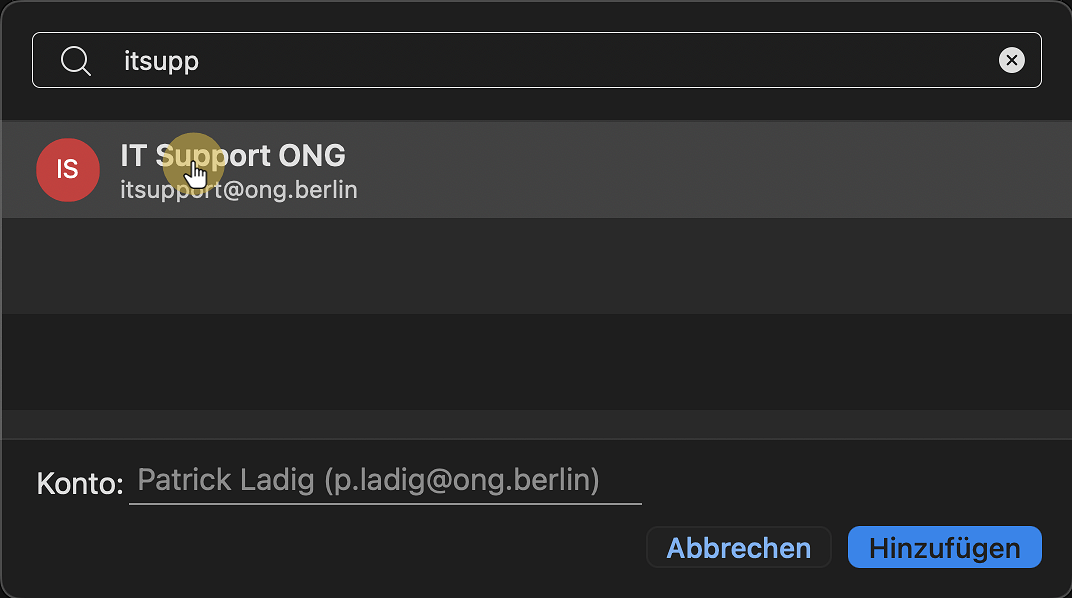 Klick "IT Support ONG"