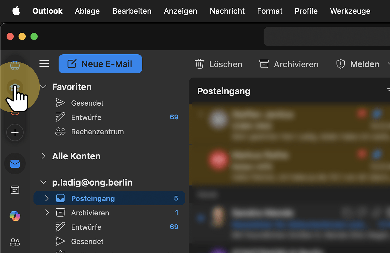 Klick "Posteingang • p.ladig@ong.berlin"