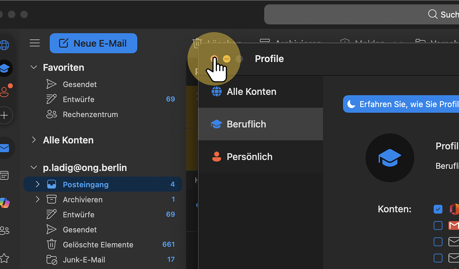 Klick "Nachrichtenlisten-Kopfzeile"