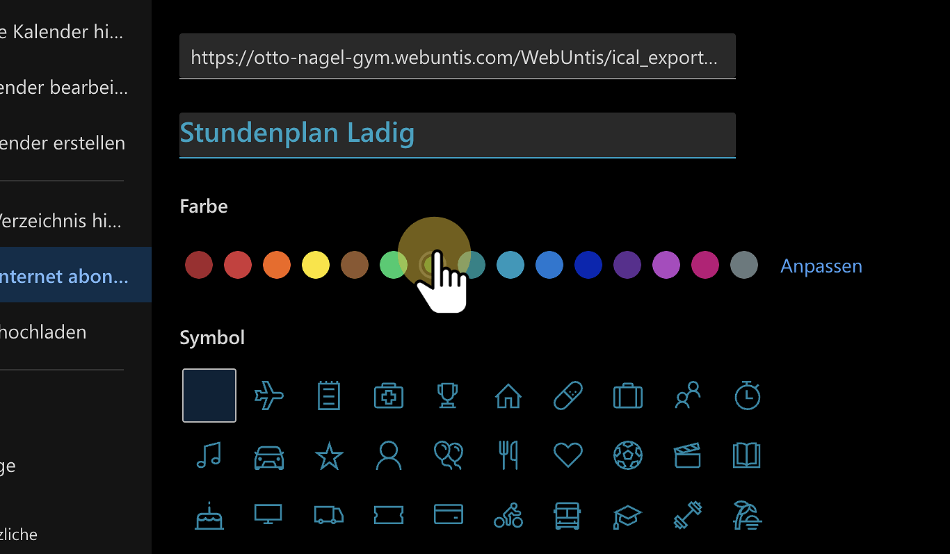 Schritt 10: Farbe und Symbol wählen